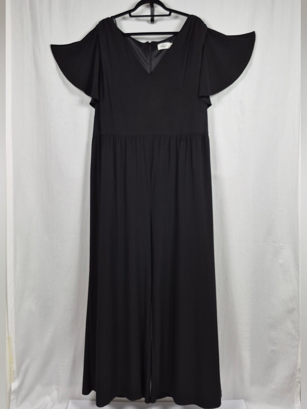 Eliza J Plus Size Black Wide Leg Jumpsuit with Open Shoulder Sleeves NWT